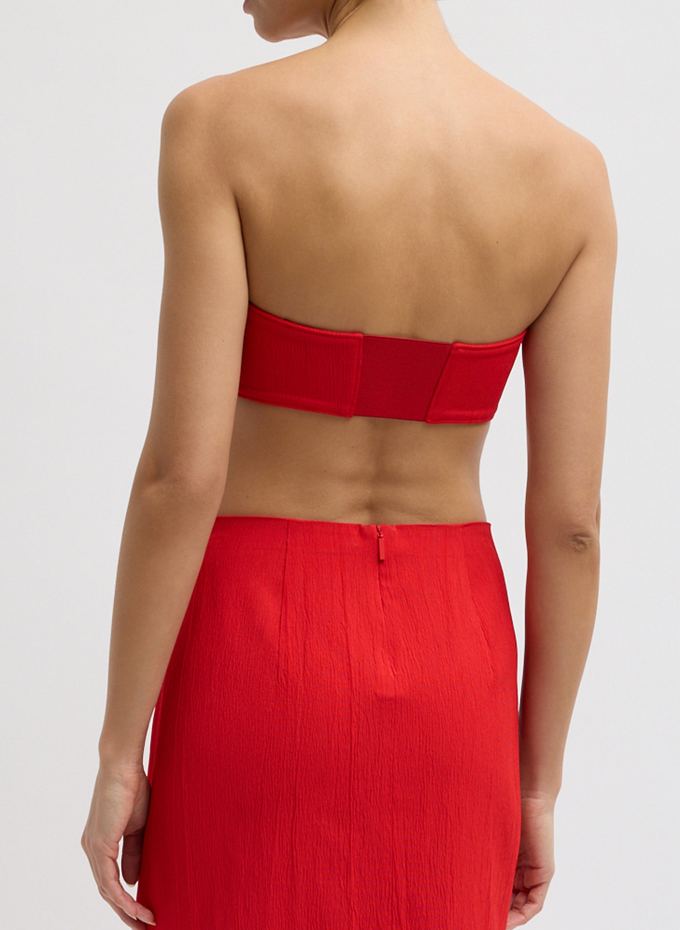 Tibi-Creased Stretch Crepe Strapless Bralette - Red-Tops-Boboli-Vancouver-Canada