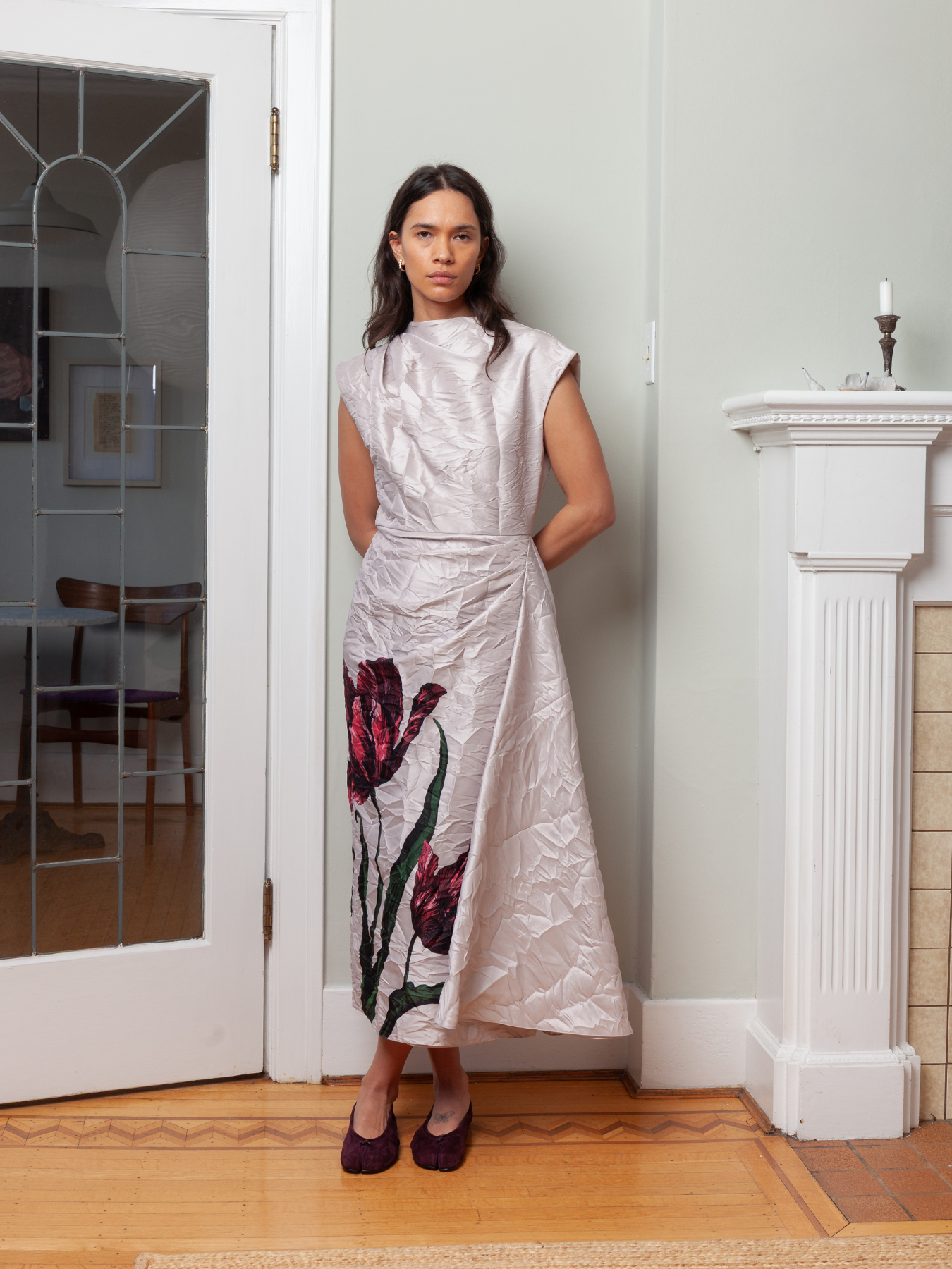 Short Sleeve Draped Dress - Cameo Pink