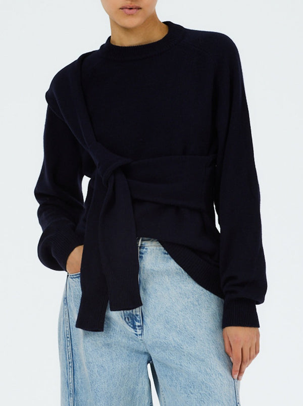 Tibi-Airy Extrafine Wool Blair Pullover - Navy Blue-Sweaters-XS-Boboli-Vancouver-Canada