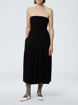 Tibi-Drapey Jersey Ruched Strapless Dress - Black-Dresses-US 02-Boboli-Vancouver-Canada