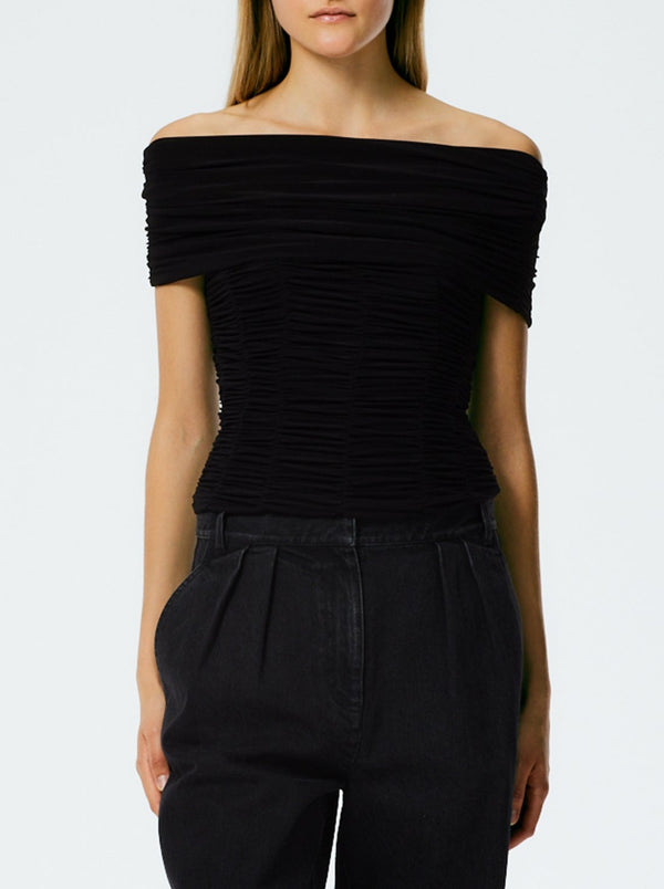Tibi-Drapey Jersey Ruched Strapless Top - Black-Tops-US 0-Boboli-Vancouver-Canada
