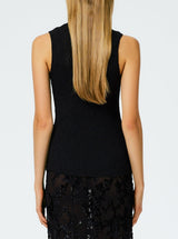 Tibi-Sage Crinkle Lyocell Fitted Tank - Black-Tops-Boboli-Vancouver-Canada