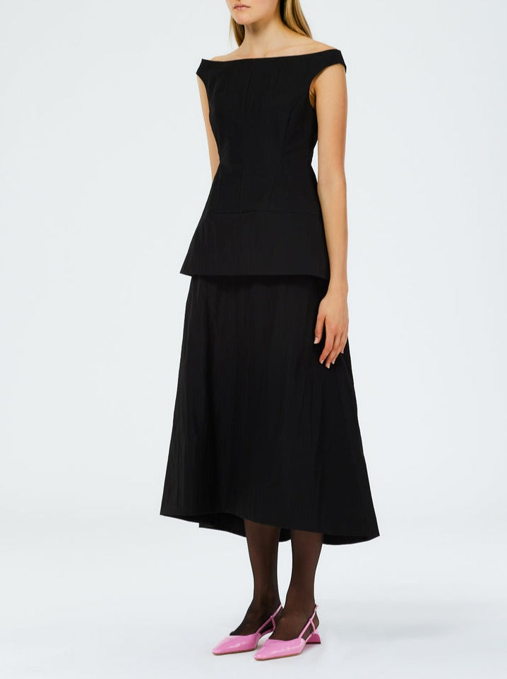 Tibi-Schema Sculpted Midi Skirt - Black-Skirts-Boboli-Vancouver-Canada