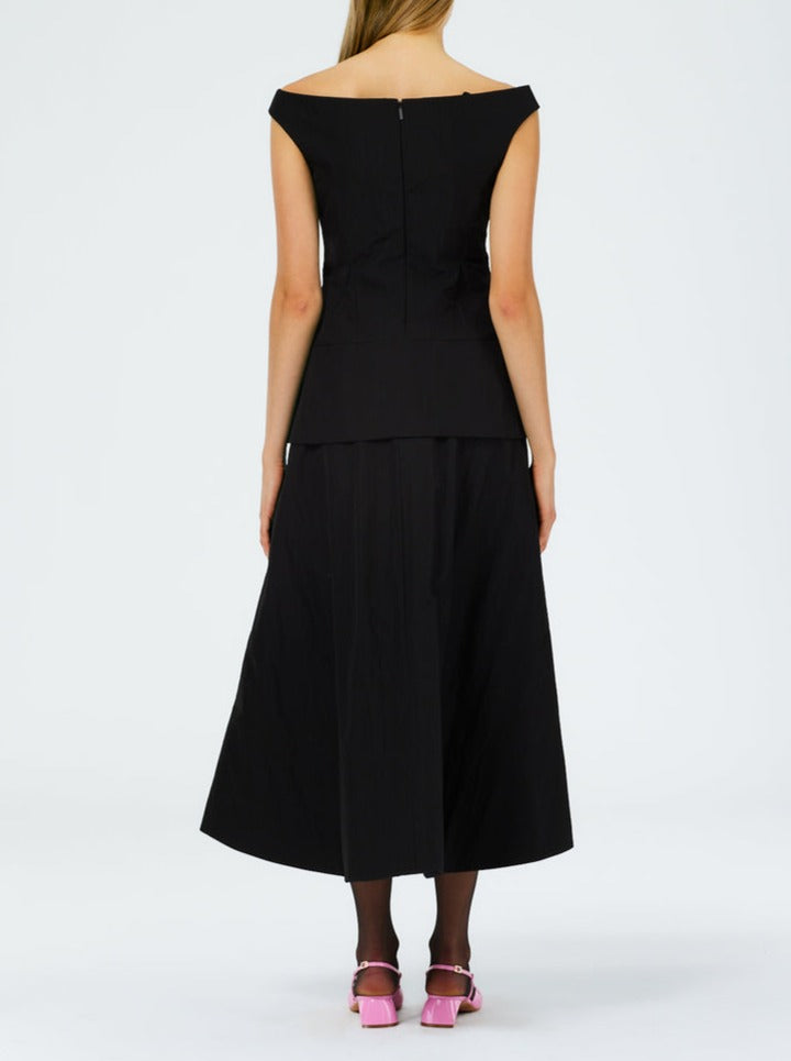 Tibi-Schema Sculpted Midi Skirt - Black-Skirts-Boboli-Vancouver-Canada