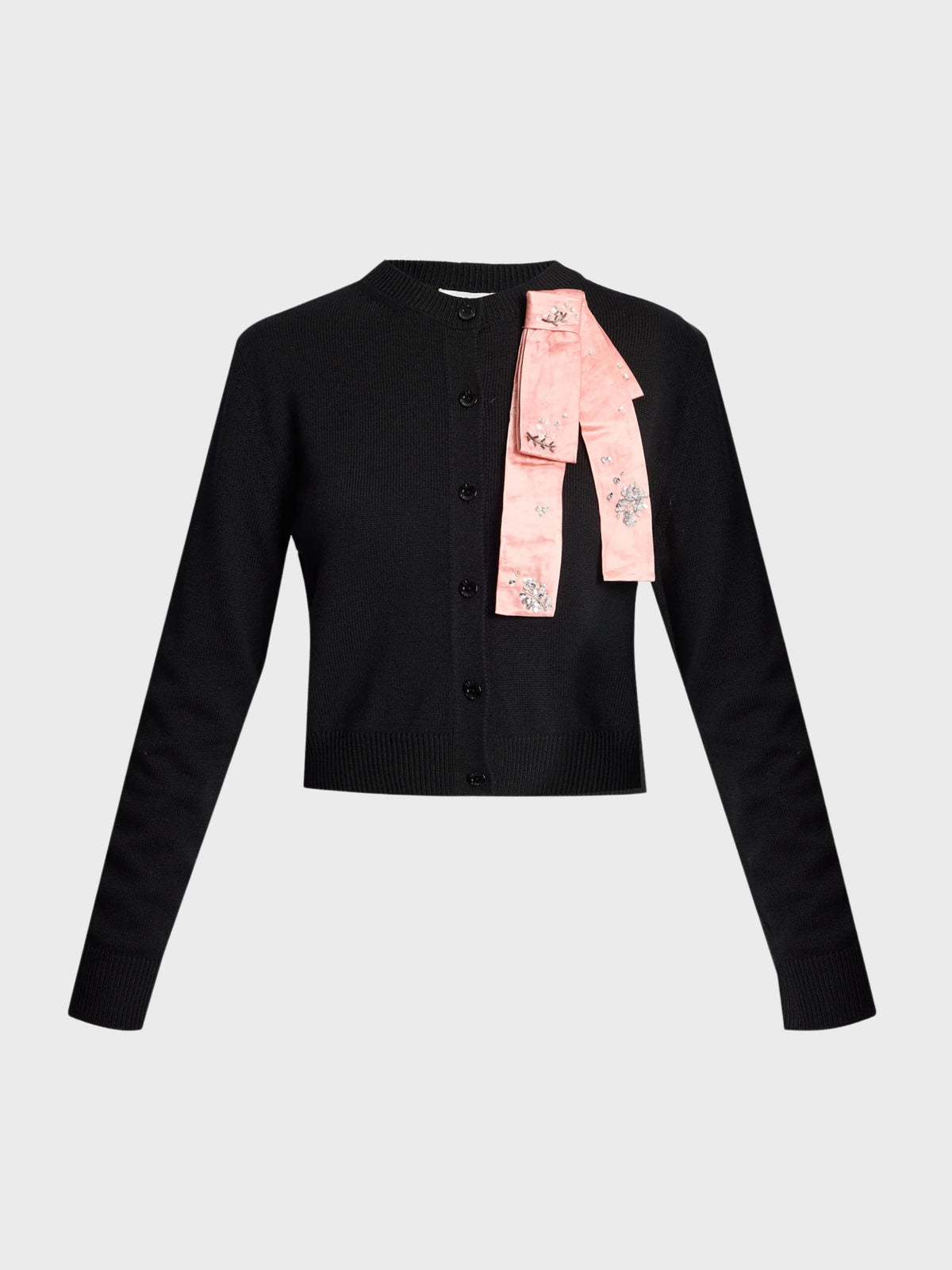 Erdem-Embellished Merino Wool Cardigan-Black-Cardigans-Boboli-Vancouver-Canada
