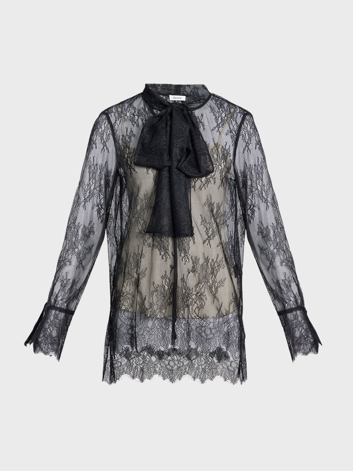 Erdem-Floral Lace Long Sleeve Shirt-Black-Shirts-Boboli-Vancouver-Canada