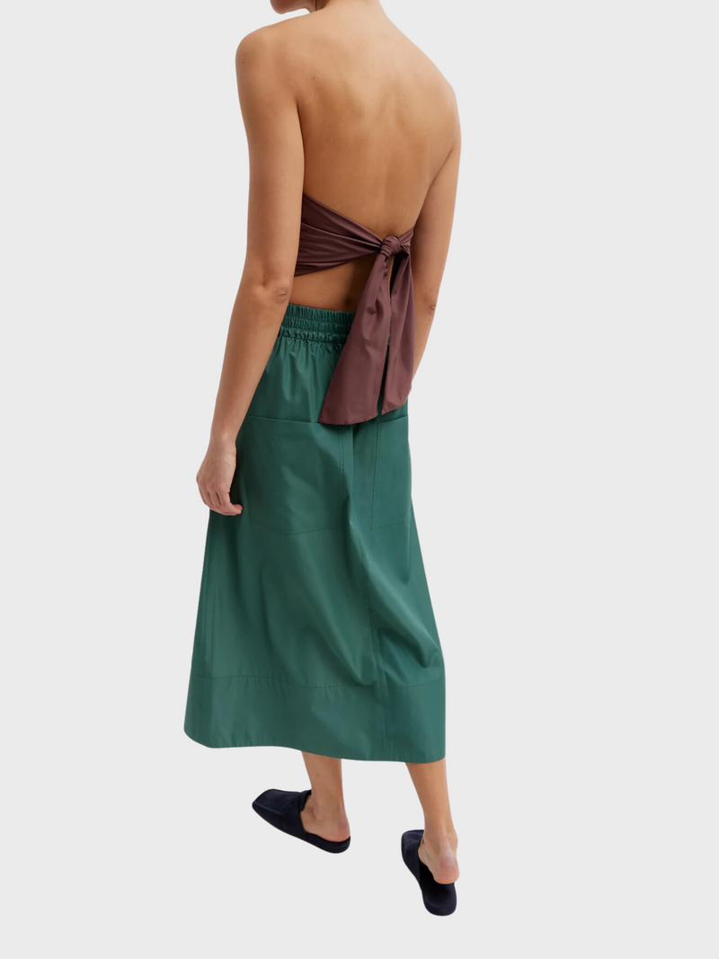 Tibi-Italian Sporty Nylon Full Skirt - Dark Hunter Green-Skirts-Boboli-Vancouver-Canada