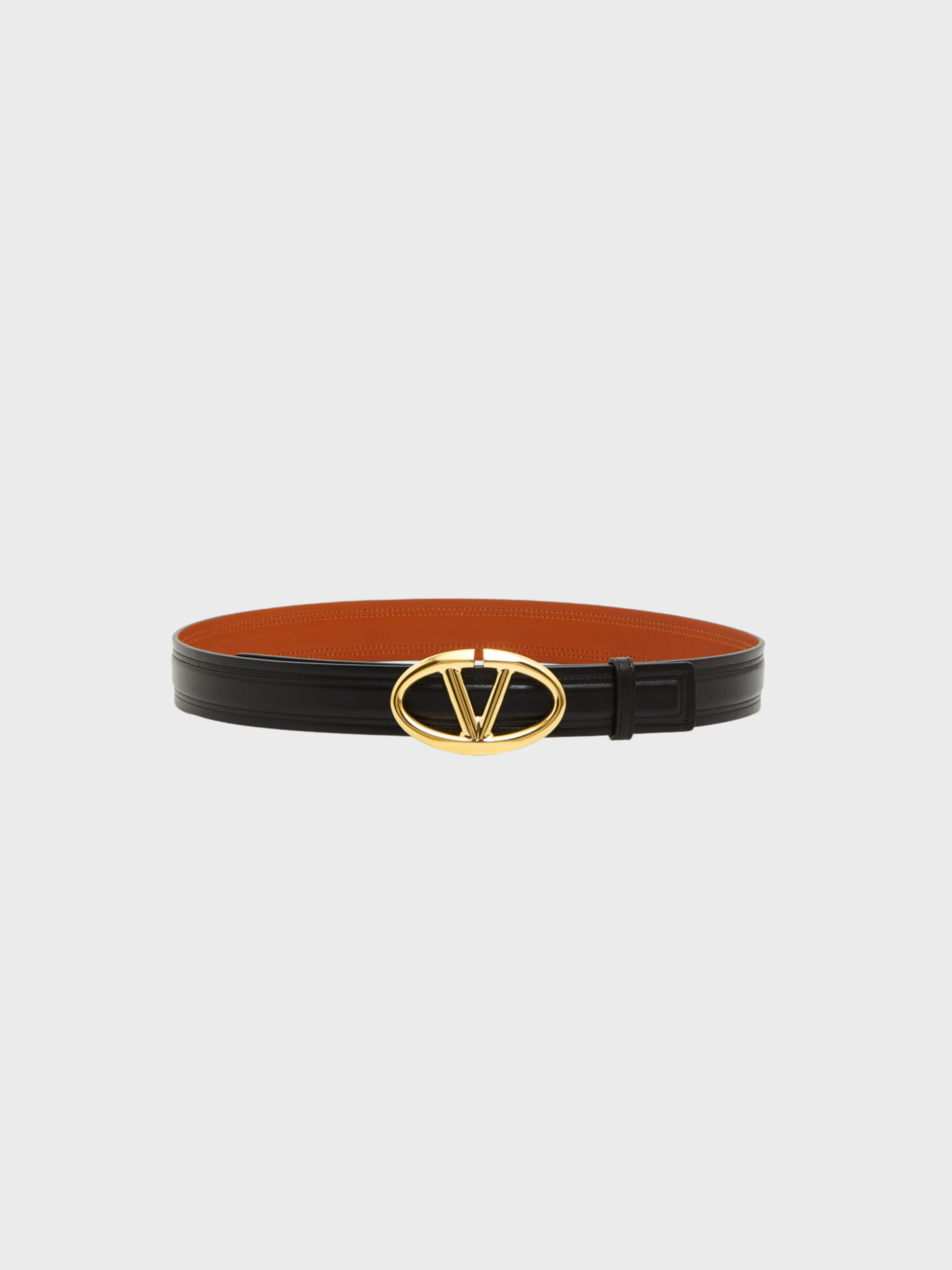 Valentino-VLogo The Bold Edition Belt - Black/Tan-Belts-IT 80-Boboli-Vancouver-Canada