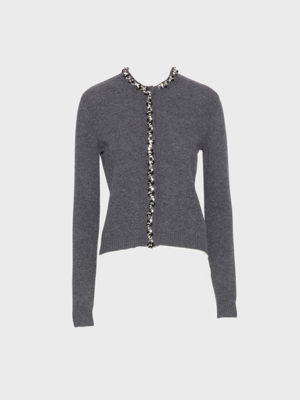 Valentino-Embroidered Wool Cardigan - Dark Grey-Cardigans-XS-Boboli-Vancouver-Canada