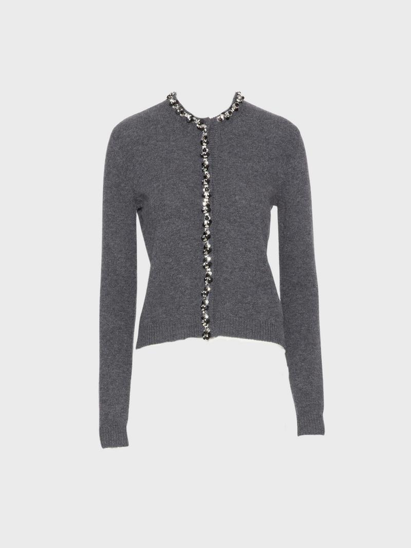 Valentino-Embroidered Wool Cardigan - Dark Grey-Cardigans-XS-Boboli-Vancouver-Canada