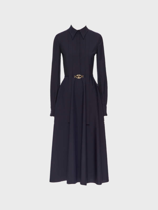 Valentino-Tela Lana Mohair Solid Dress - Navy-Dresses-IT 42-Boboli-Vancouver-Canada