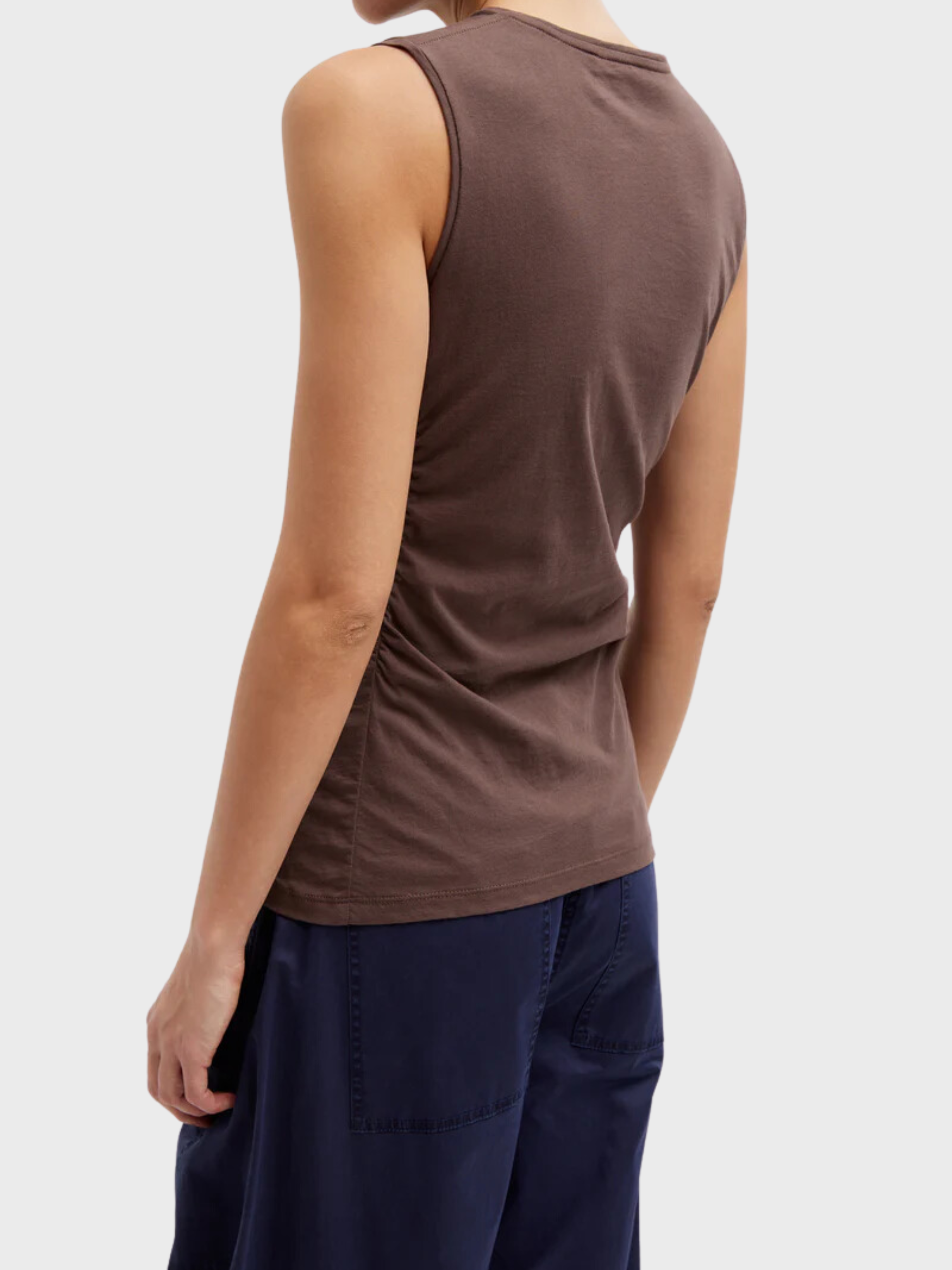 Tibi-T-Shirting Shirred Crewneck Top - Cacao-Tops-Boboli-Vancouver-Canada