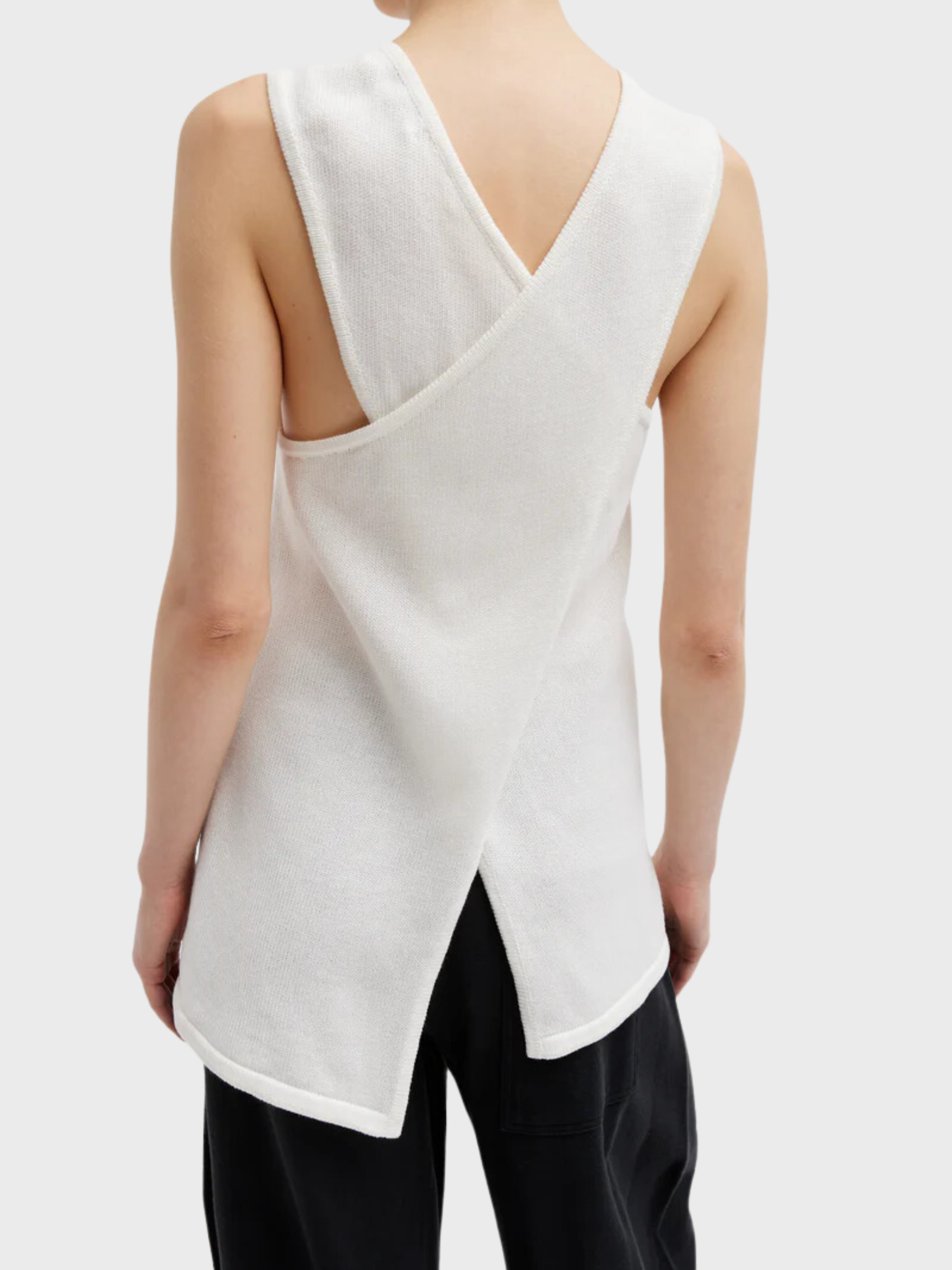 Tibi-Cotton Criss Cross Sleveeless Sweater - White-Sweaters-Boboli-Vancouver-Canada