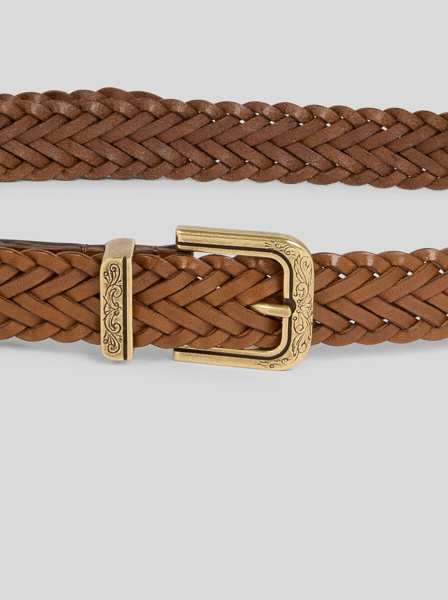 Etro-Leather & Weave Belt 3cm - Brown-Belts-Boboli-Vancouver-Canada