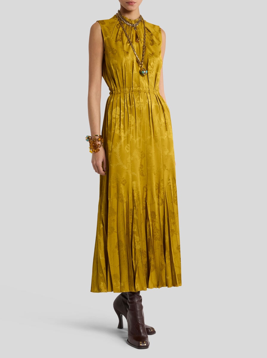 Etro-Maxi Panel Dress w/Pleating Detail - Gold-Dresses-Boboli-Vancouver-Canada