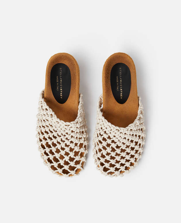 Stella McCartney-Terra Recycled Knotted Net Mules - Grey-Shoes-Boboli-Vancouver-Canada