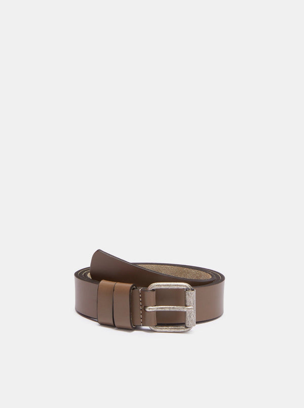 Aspesi-Leather Belt w/ Vintage Buckle - Dove Grey-Belts-Boboli-Vancouver-Canada