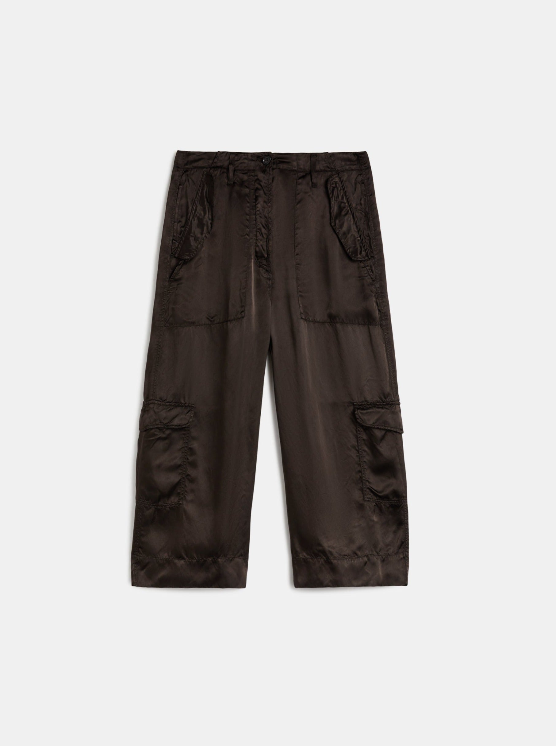 Aspesi-Satin Pants - Brown-Pants-Boboli-Vancouver-Canada