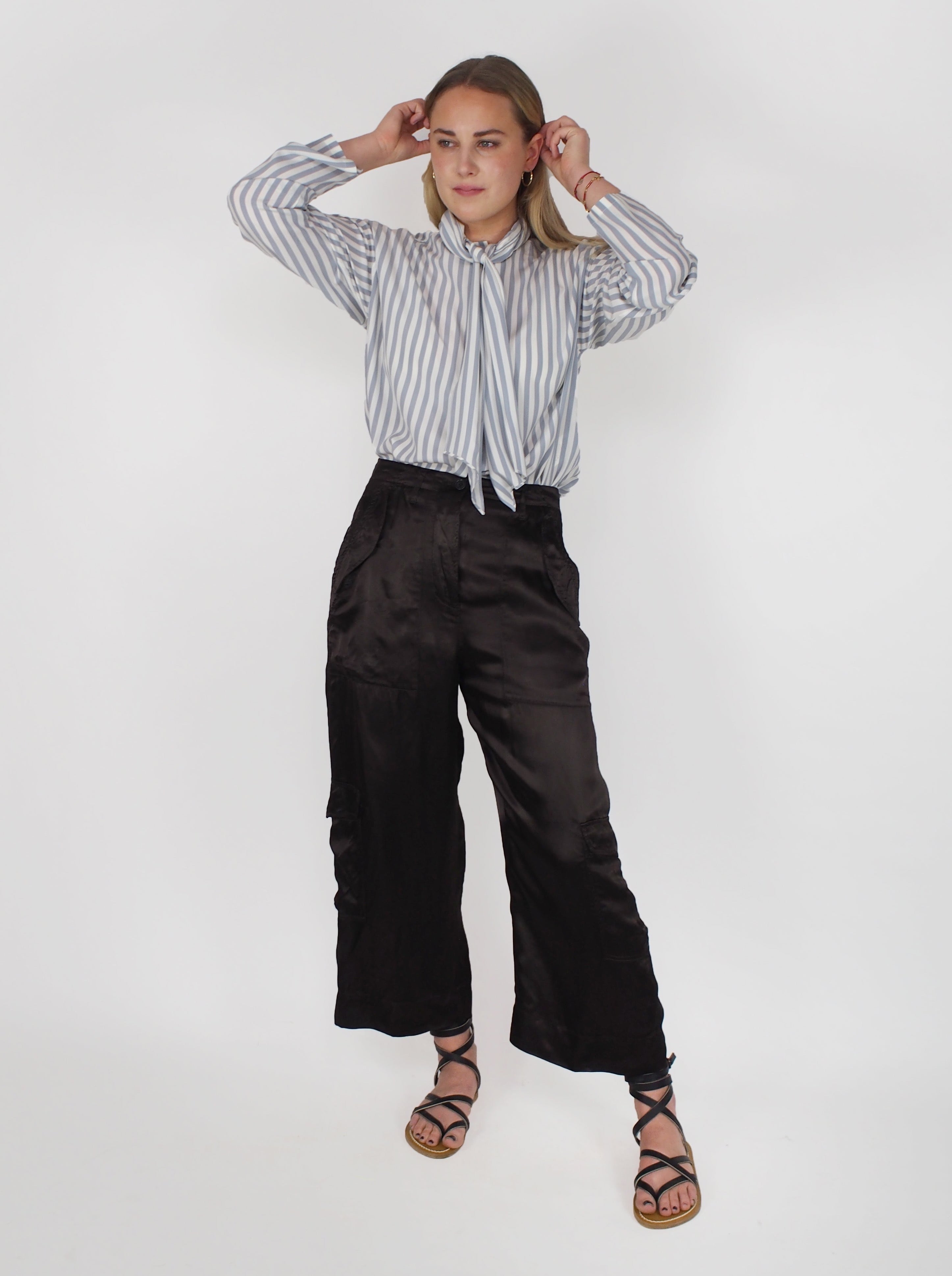 Aspesi-Satin Pants - Brown-Pants-Boboli-Vancouver-Canada