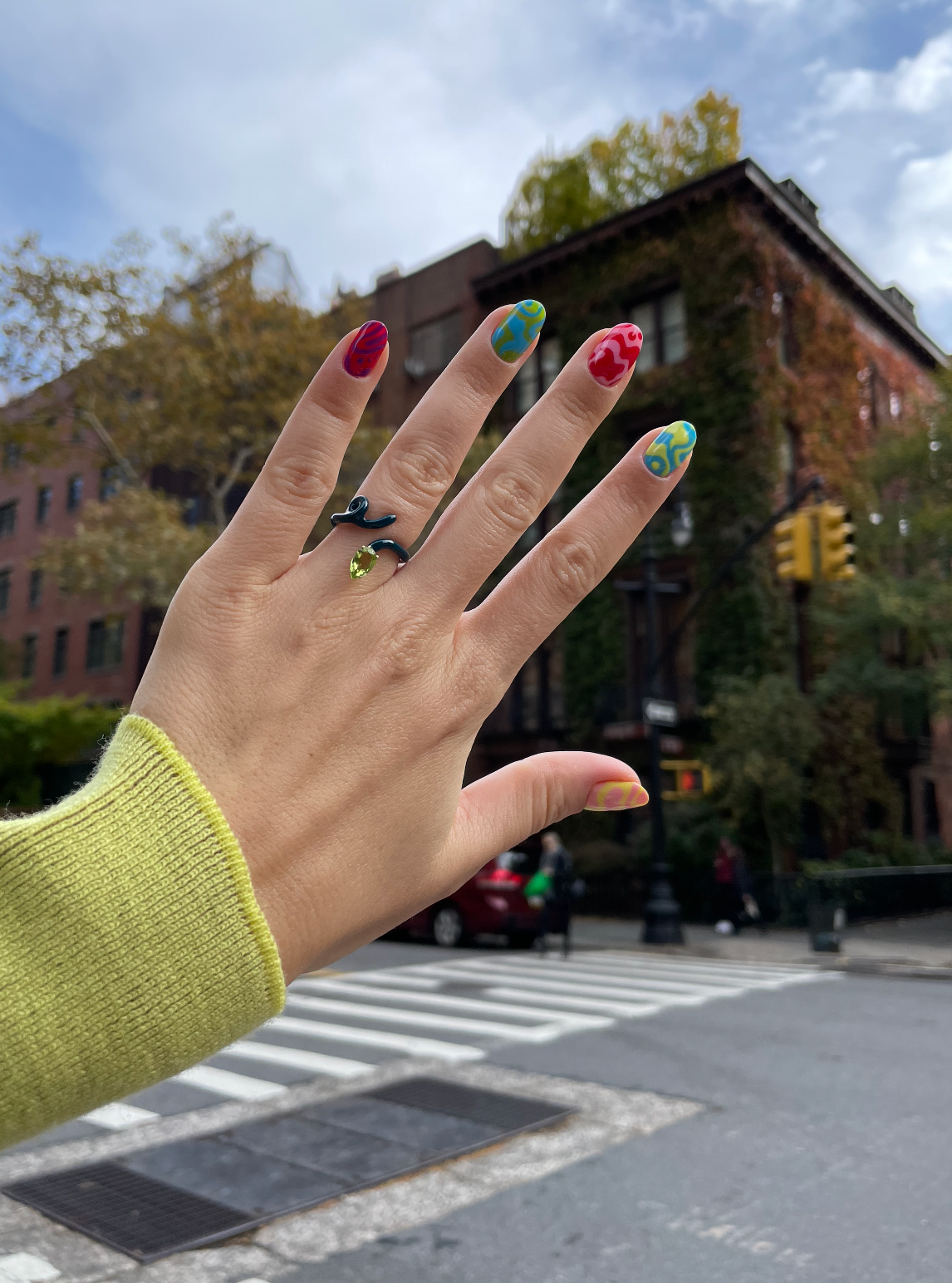 Bea Bongiasca-Baby Vine Tendril Ring in Teal-Jewellery-6-Boboli-Vancouver-Canada