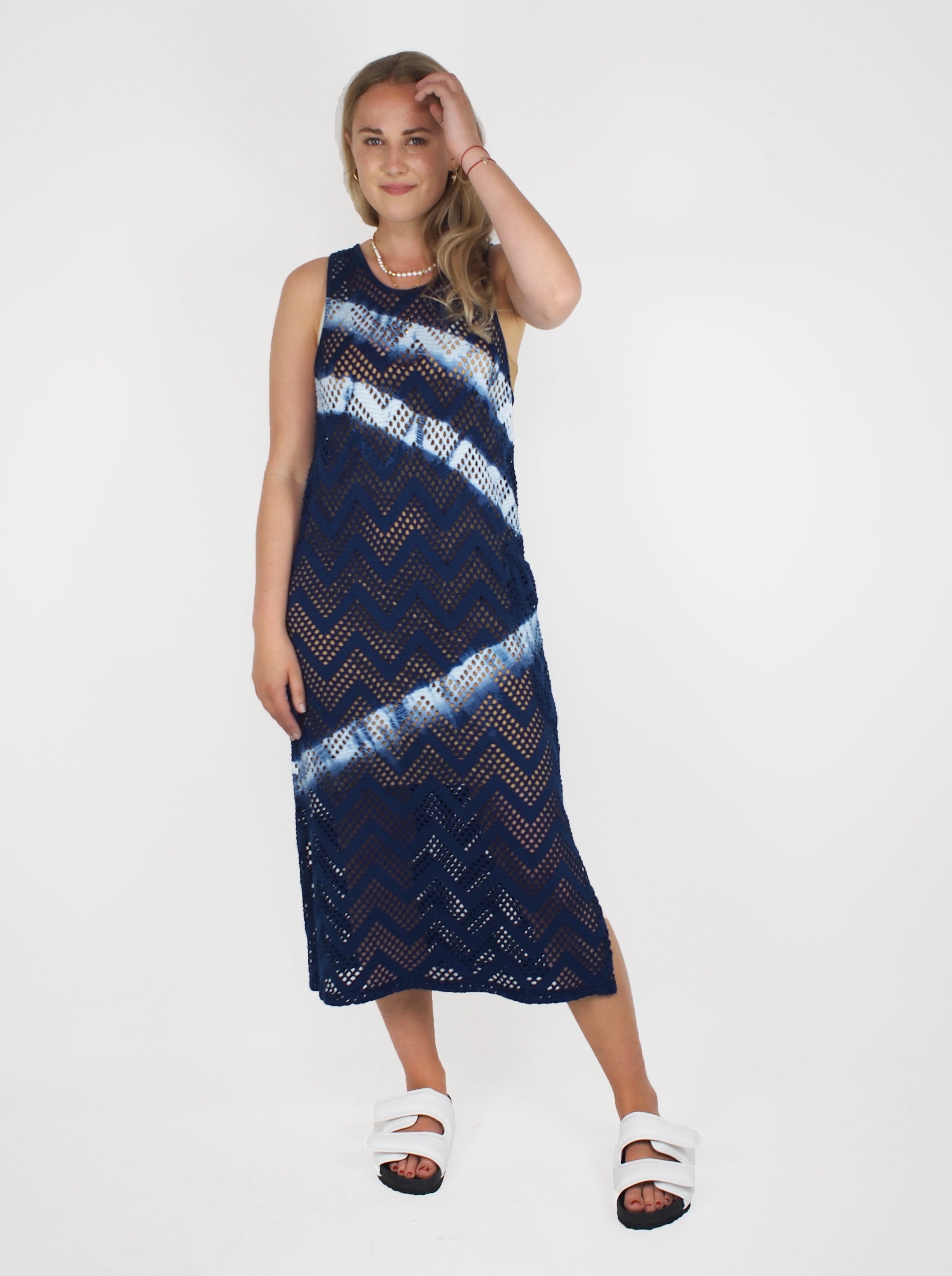 Blue Blue Japan-Yamamichi Shibori Dyed Dress - Blue-Dresses-Boboli-Vancouver-Canada