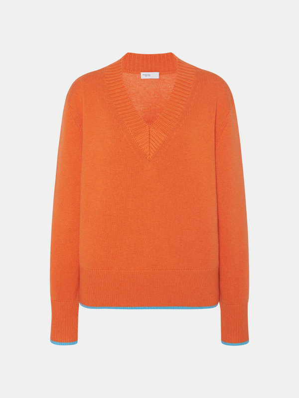 Rosetta Getty-V-Neck Pullover - Tangerine-Sweaters-XS-Boboli-Vancouver-Canada