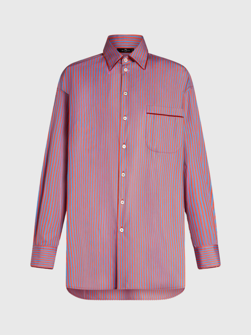 Etro-Striped Cotton Shirt - Blue/Red-Shirts-IT 38-Boboli-Vancouver-Canada