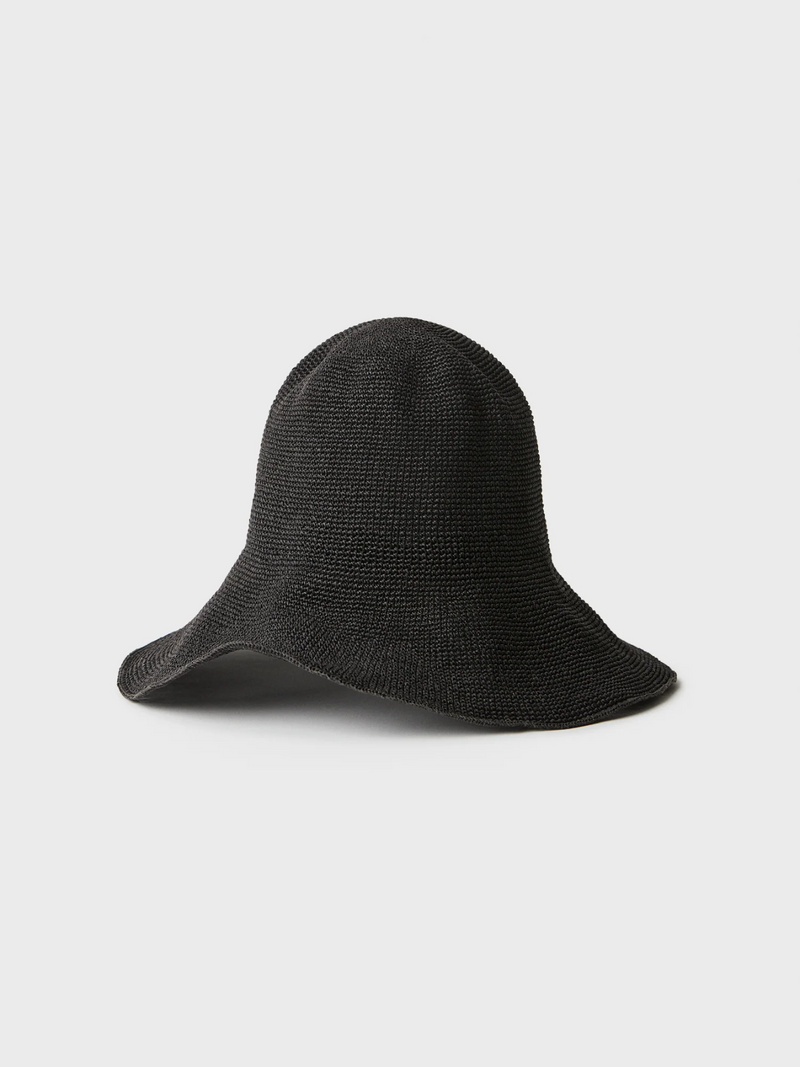 Totême-Paper Straw Hat - Black-Hats-One Size-Boboli-Vancouver-Canada