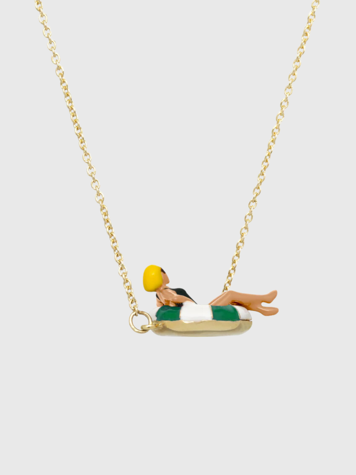 Aliita-Flotadora Green Necklace - Yellow Gold/White/Green Enamel-Jewellery-One Size-Boboli-Vancouver-Canada