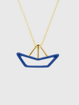 Aliita-Barquito Enamel Necklace - Yellow Gold/Blue Enamel-Jewellery-One Size-Boboli-Vancouver-Canada