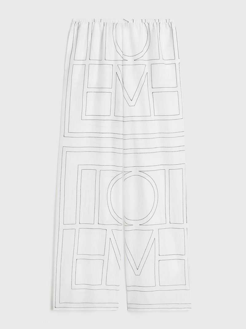 Totême-Monogram Cotton PJ Bottoms - White/Black-Pants-EU 36-Boboli-Vancouver-Canada