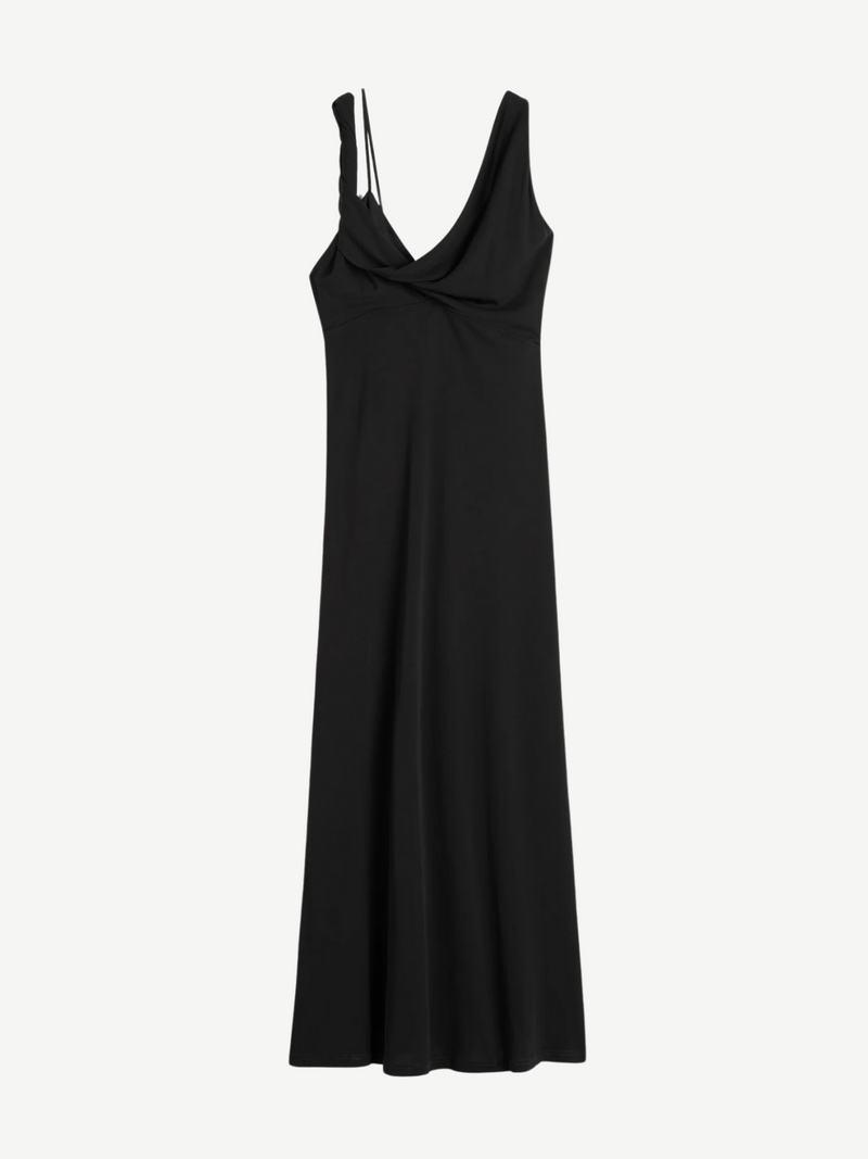 Totême-Twist Drape Dress - Black-Dresses-XS-Boboli-Vancouver-Canada