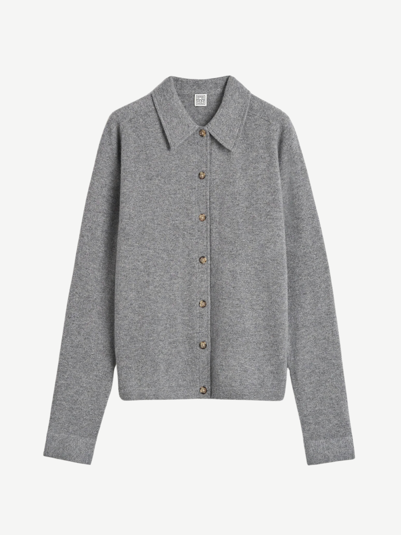 Totême-Raglan Sleeve Cashmere Shirt - Grey Melange-Shirts-XXS-Boboli-Vancouver-Canada