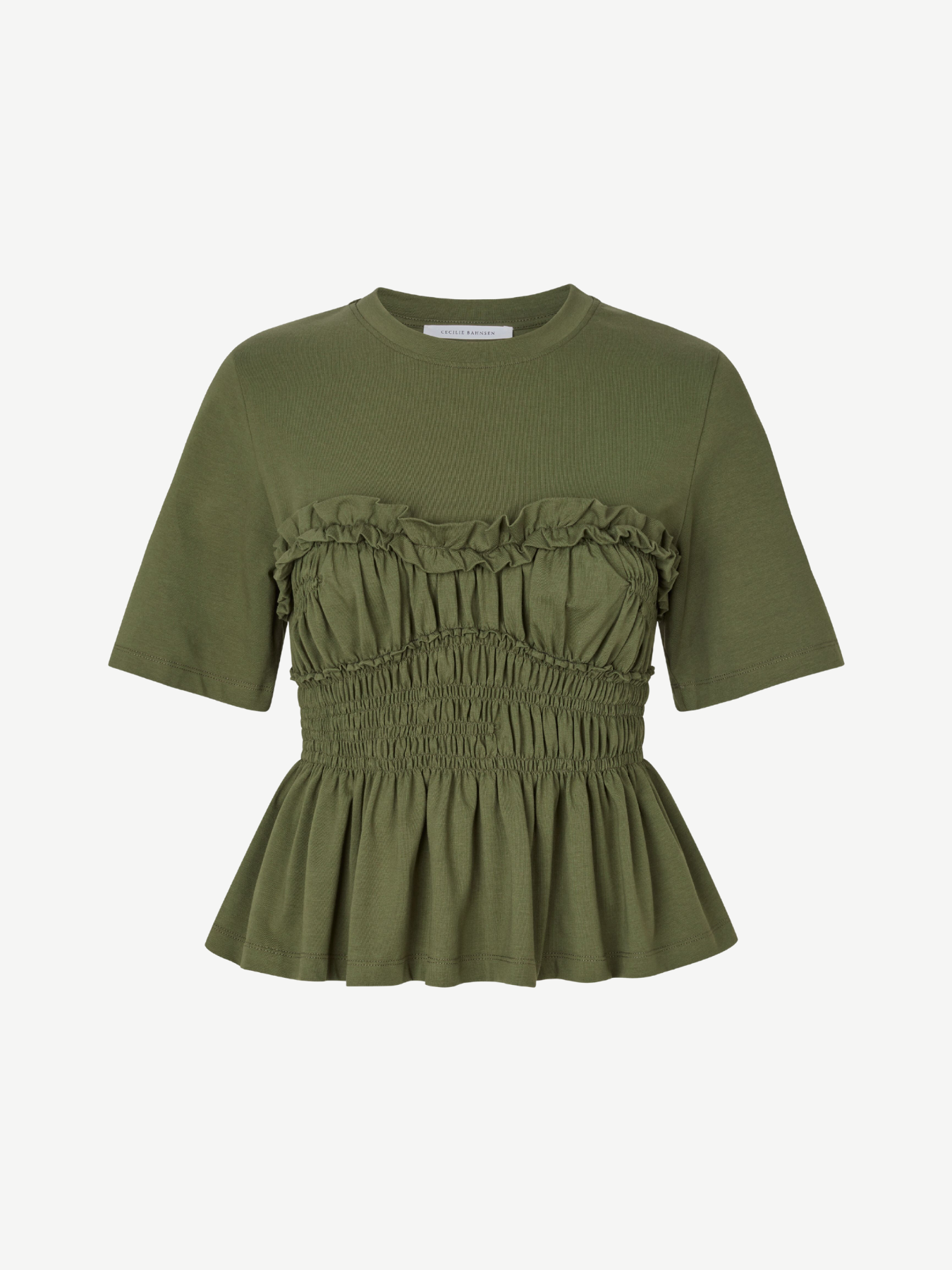 Cecilie Bahnsen-Vilde Top - Olive Green-Tops-S-Boboli-Vancouver-Canada