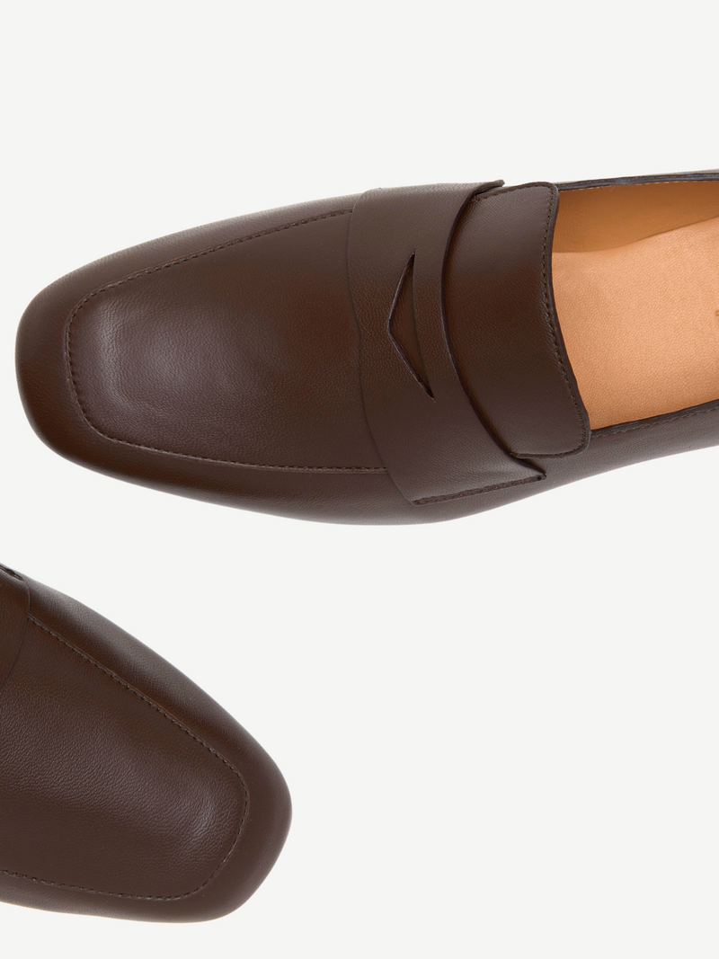 Le Monde Beryl-Soft Loafer Leather w/Placket - Brown-Shoes-Boboli-Vancouver-Canada