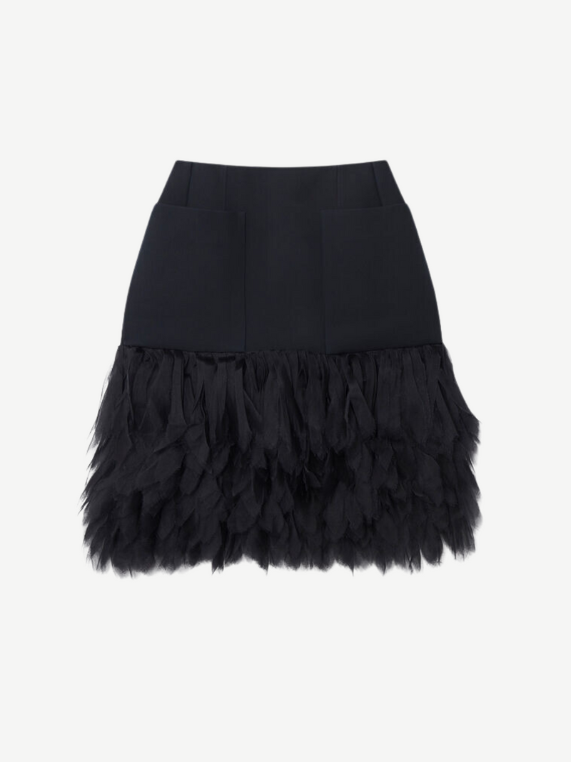 Stella McCartney-Feather Detailed Skirt - Black-Skirts-EU 38-Boboli-Vancouver-Canada