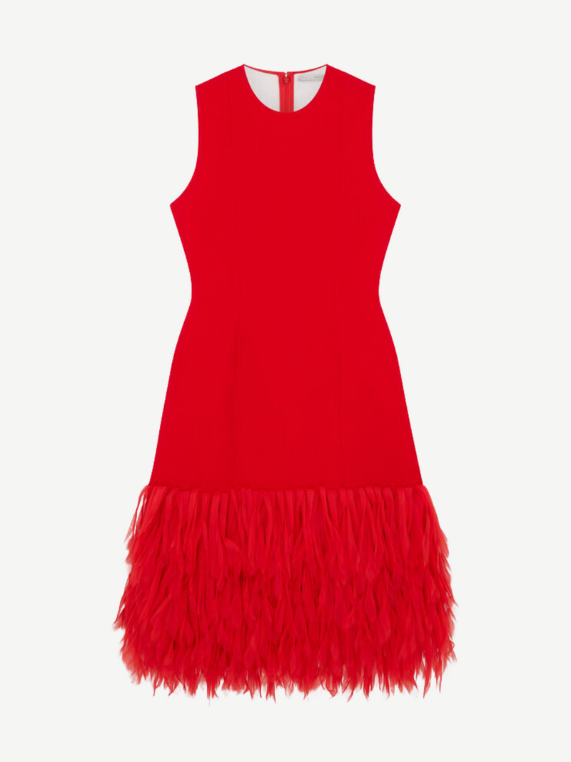 Stella McCartney-Moulded Feather Detailed Dress - Lipstick Red-Dresses-EU 40-Boboli-Vancouver-Canada