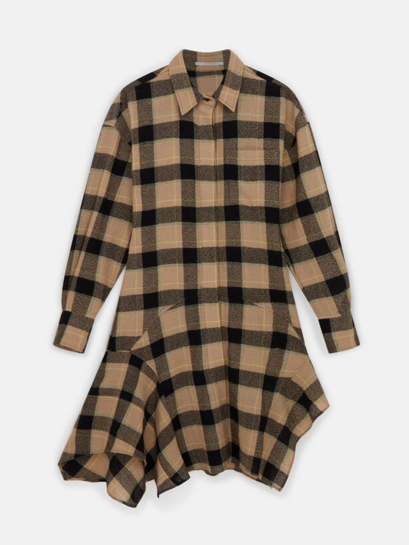 Stella McCartney-Check Shirting Dress - Light Camel-Dresses-EU 36-Boboli-Vancouver-Canada