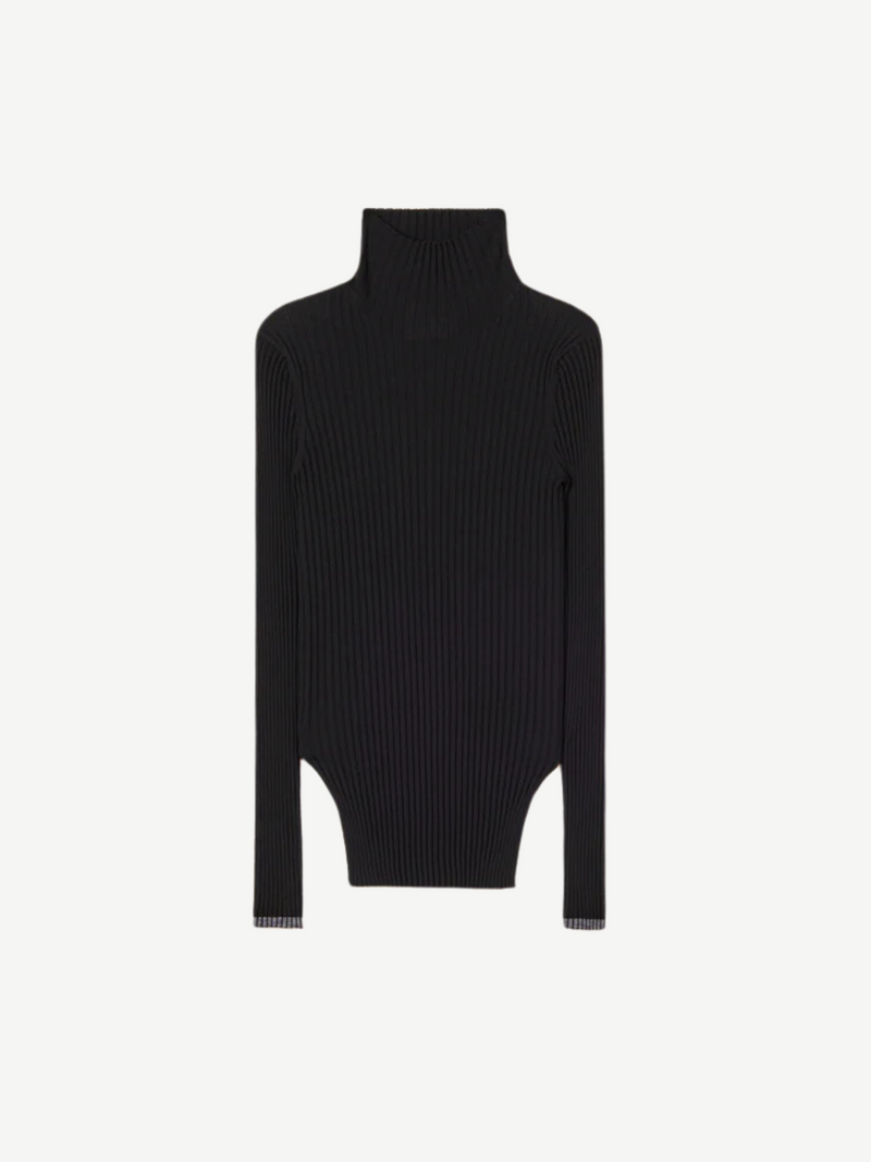 Plan C-Extrafine Merino Wool L.S. Turtleneck - Black Grey-Shirts-IT 38-Boboli-Vancouver-Canada