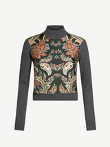 Etro-Sweater w/Paisley Print - Grey/Dark Green-Sweaters-IT 40-Boboli-Vancouver-Canada