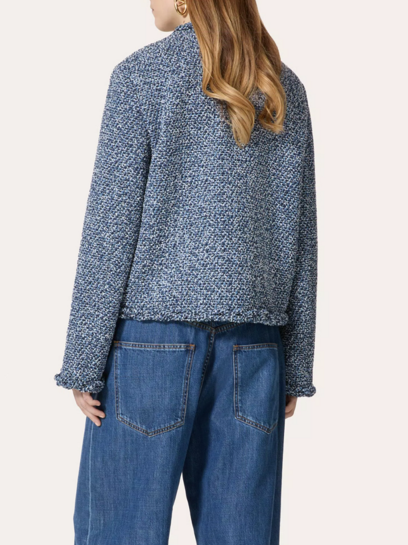 Valentino-Textured Tweed Denim Jacket - Denim/Blue/White-Jackets-Boboli-Vancouver-Canada