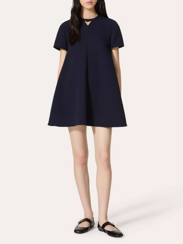 Valentino-Solid Structured Couture Dress - Navy-Dresses-Boboli-Vancouver-Canada