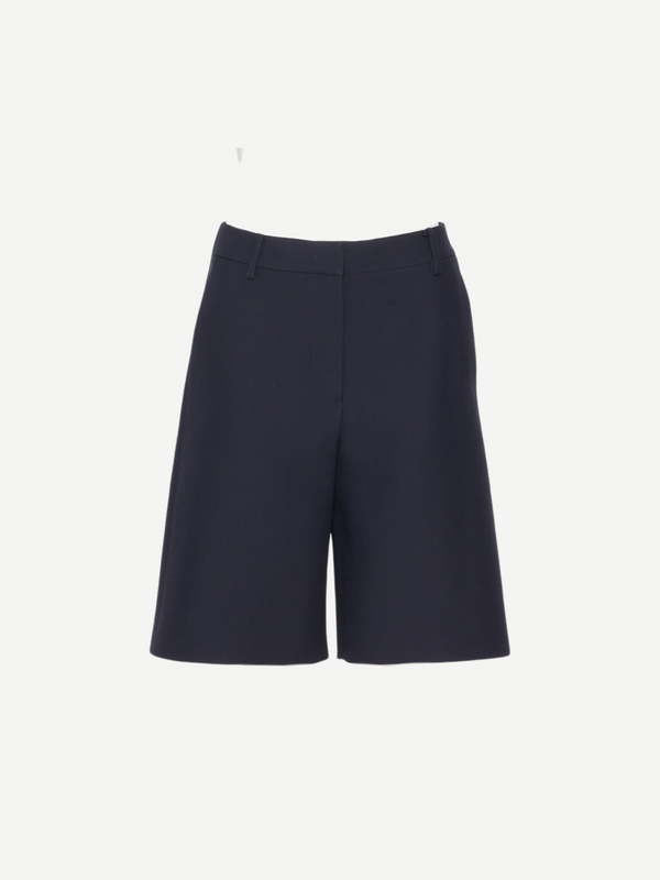 Valentino-Solid Crepe Couture Bermuda Shorts - Navy-Pants-Boboli-Vancouver-Canada