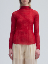 Issey Miyake-Chiffon Twist 2 - Nadeshiko Red-Tops-JP 02-Boboli-Vancouver-Canada