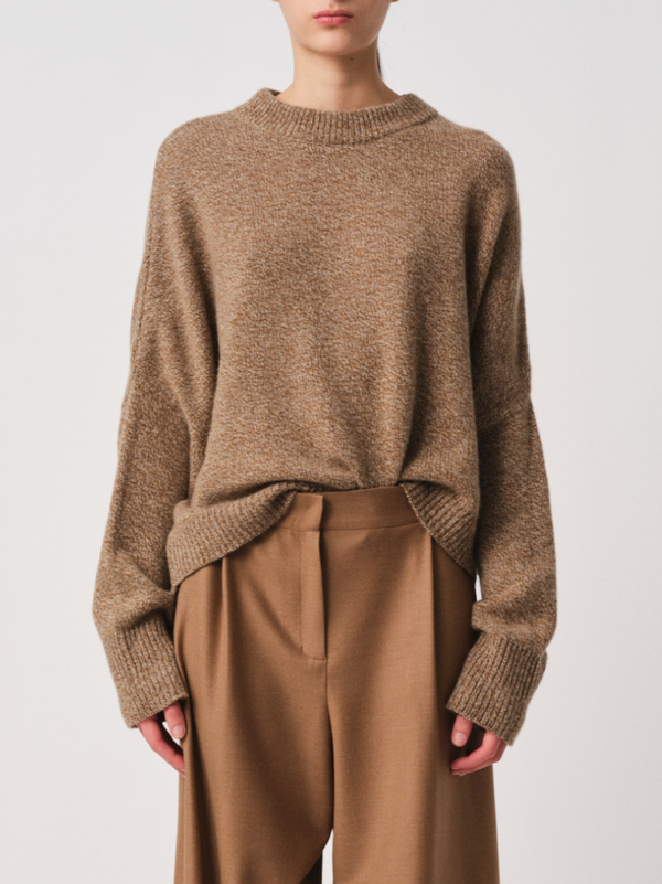 Dusan-Chunky Sweater Fleece - Dark Camel-Sweaters-XS-Boboli-Vancouver-Canada