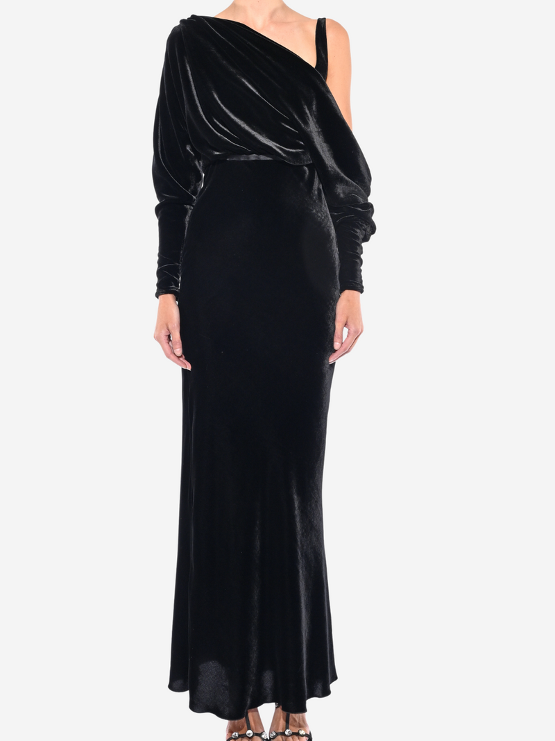 Black Velvet Dress  - Black