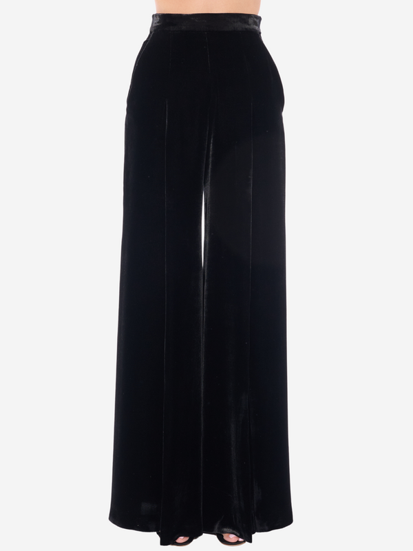 Black Velvet Trousers - Black