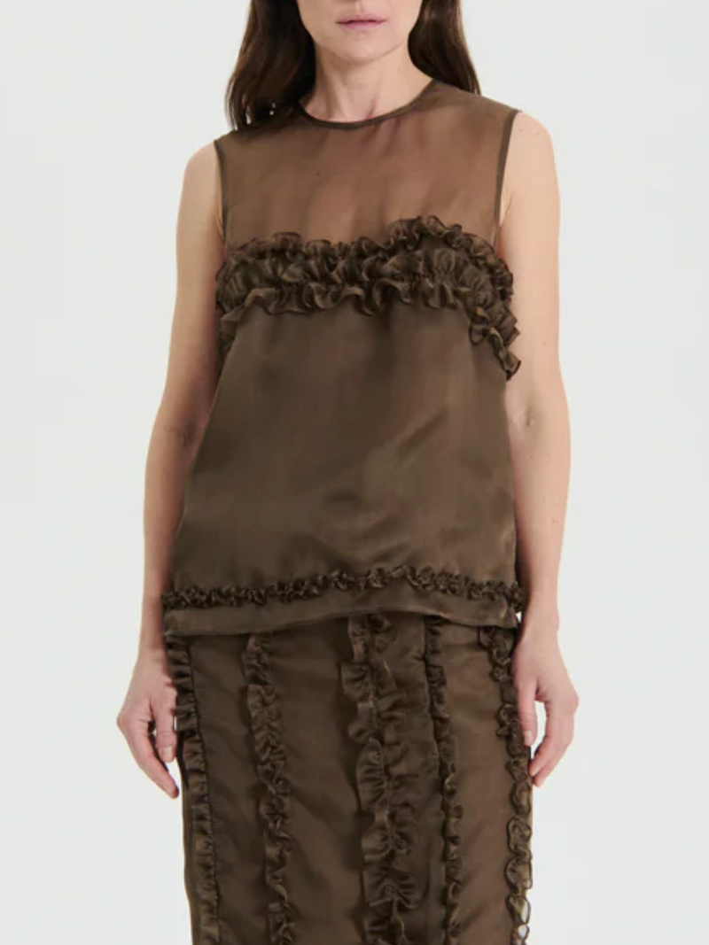 Cecilie Bahnsen-Orietta Top - Brown-Tops-UK 08-Boboli-Vancouver-Canada