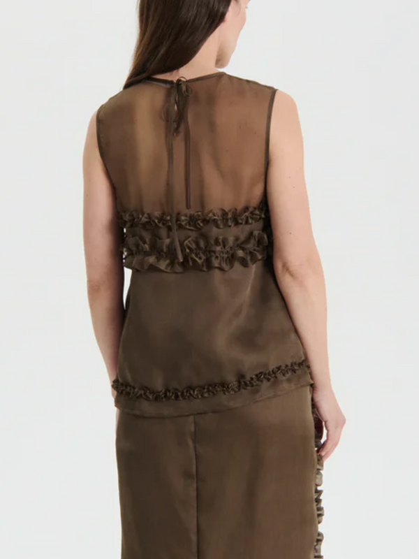 Cecilie Bahnsen-Orietta Top - Brown-Tops-Boboli-Vancouver-Canada