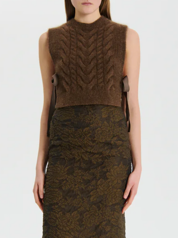 Cecilie Bahnsen-Aly Vest - Fall Brown-Tops-S-Boboli-Vancouver-Canada